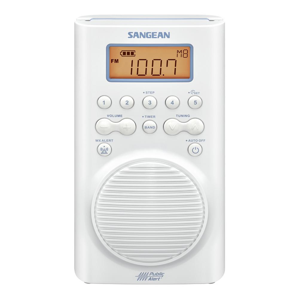 Sangean Am Fm Weather Alert Waterproof Shower Radio H205 The Home Depot