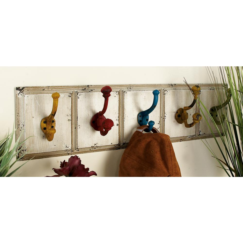 24 inch x 7 inch Farmhouse Wood and Iron Wall Hook