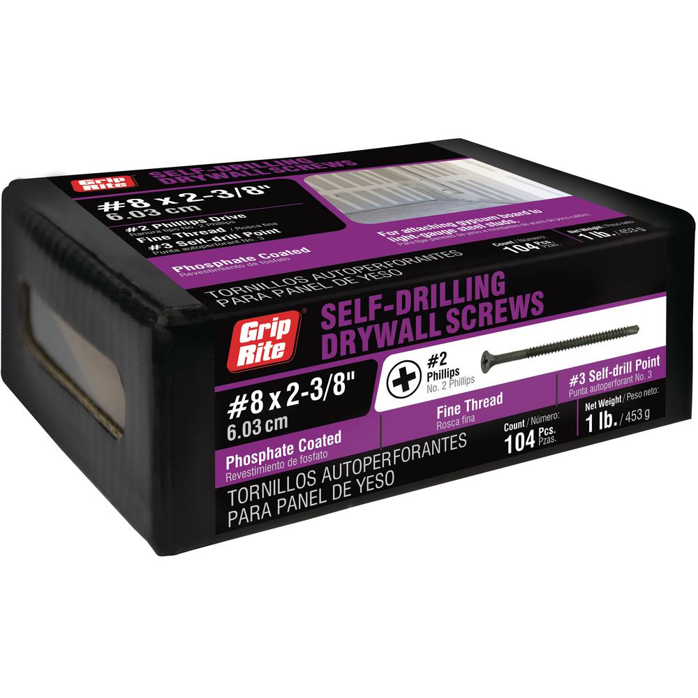 Grip-rite 238zsds1 Phillips Drywall Screws 2-3//8 Inch