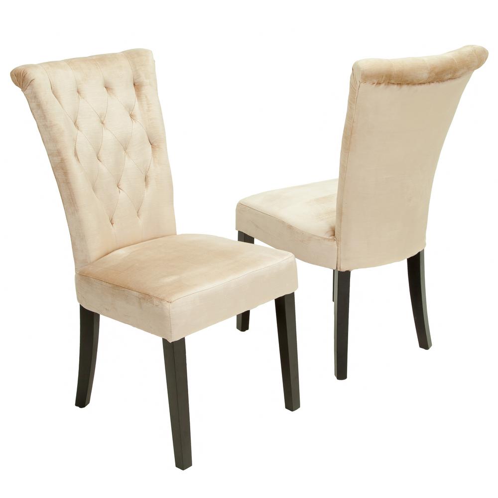 Noble House Venetian Champagne Velvet Tufted Dining Chairs Set Of 2 Noble House Venetian Champagne Velvet Tufted Dining Chairs Set Of 2