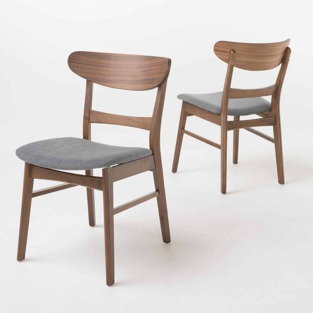 Noble House Idalia Dark Grey Wood Dining Chairs (Set of 2)-298967 - The