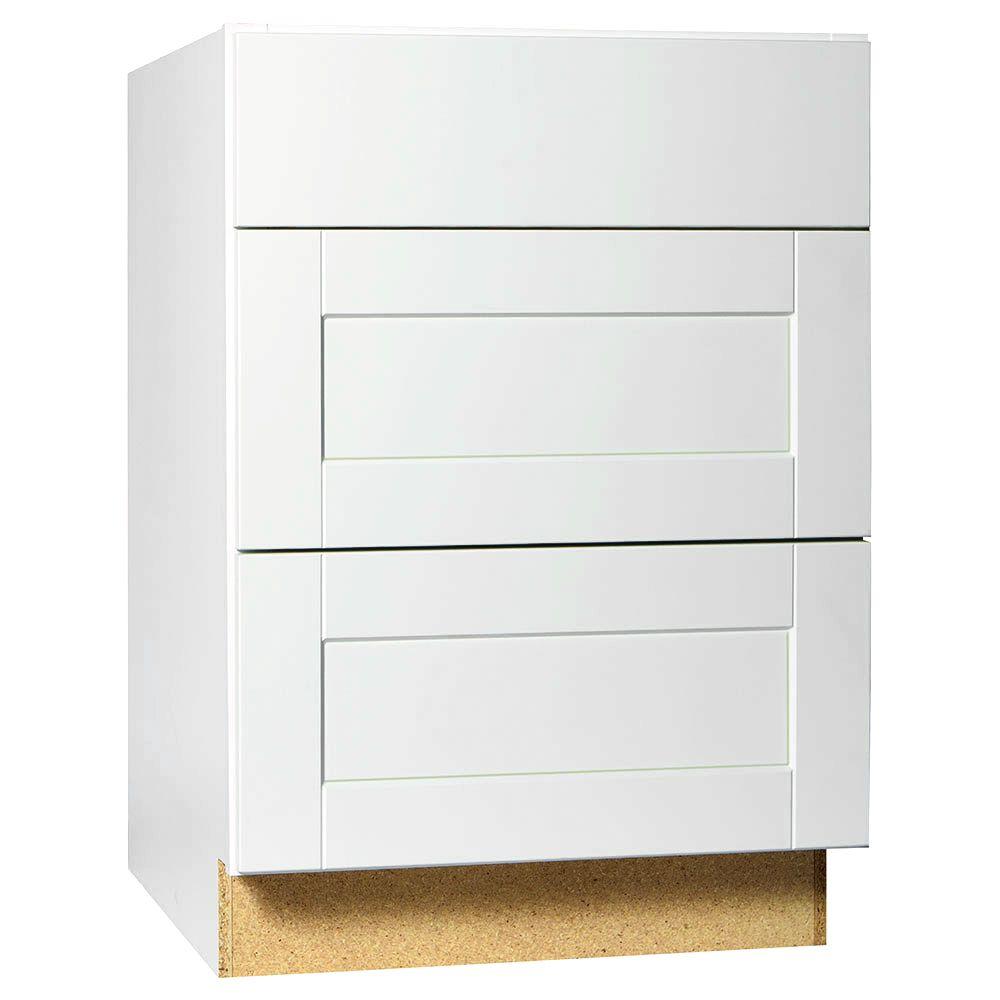 White Kitchen Cabinets The Home Depot Shaker Assembled 24x34 5x24 In Drawer Base Kitchen Cabinet With Ball Bearing