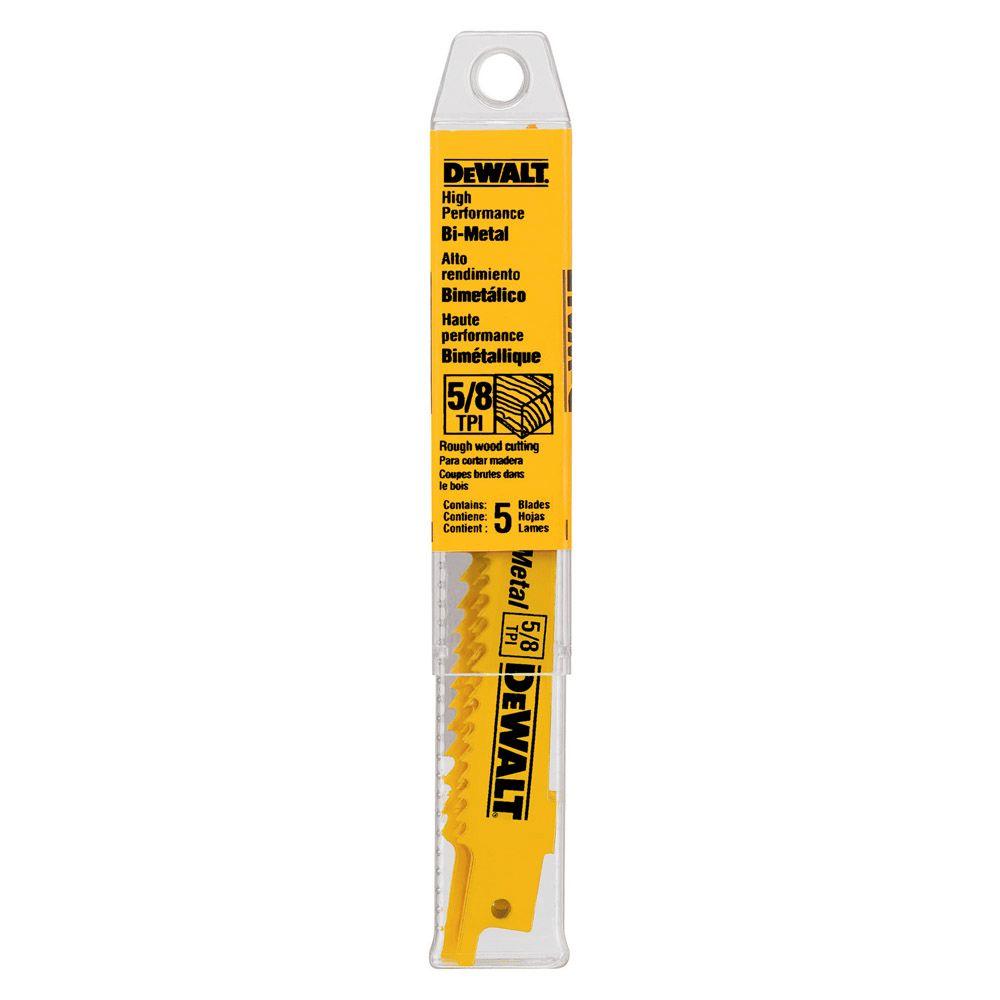 DEWALT 12 in. 5/8 TPI Taper Back BiMetal Reciprocating Saw Blade (5