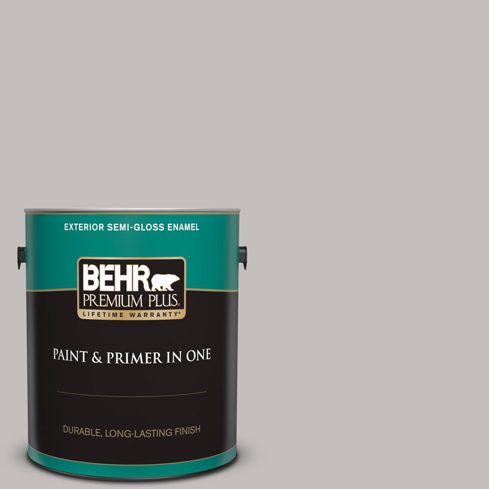 BEHR PREMIUM PLUS 1 Gal. #PPU18-10 Natural Gray Semi-Gloss Enamel ...