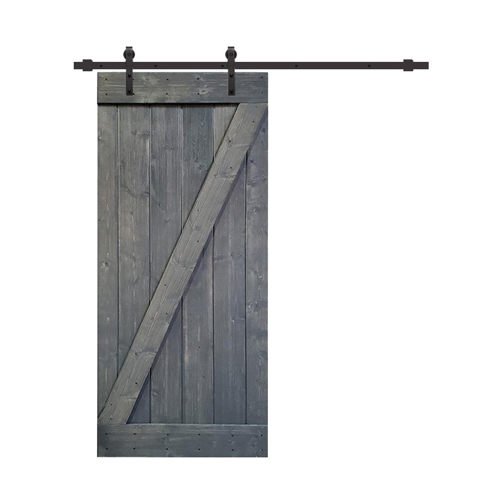 CALHOME 24 in. x 84 in. Z Series Gray Knotty Pine Wood Interior Sliding
