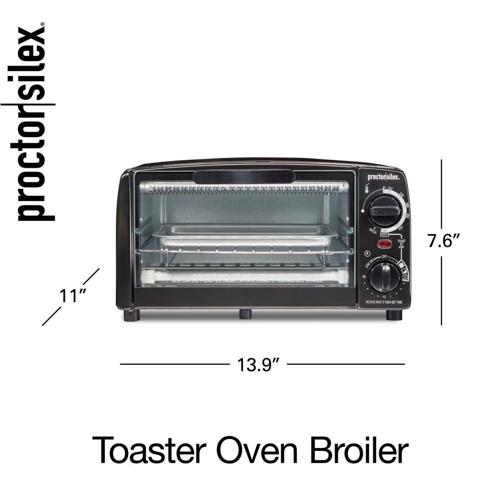 Proctor Silex 1000 W 4Slice Black Toaster Oven with Broiler and