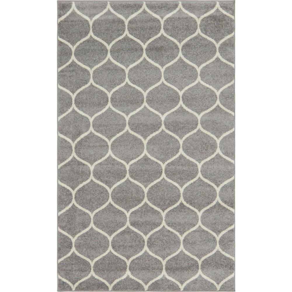 Unique Loom Trellis Frieze Rounded Light Gray 5 0 X 8 Area Rug