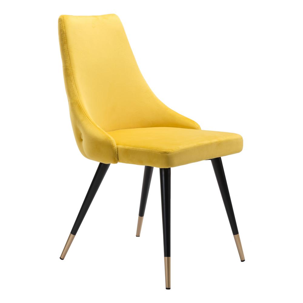 Zuo Piccolo Yellow Velvet Dining Chair Set Of 2 101091