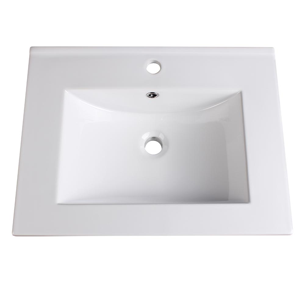 Fresca Torino 24 In Drop In Ceramic Bathroom Sink In White With