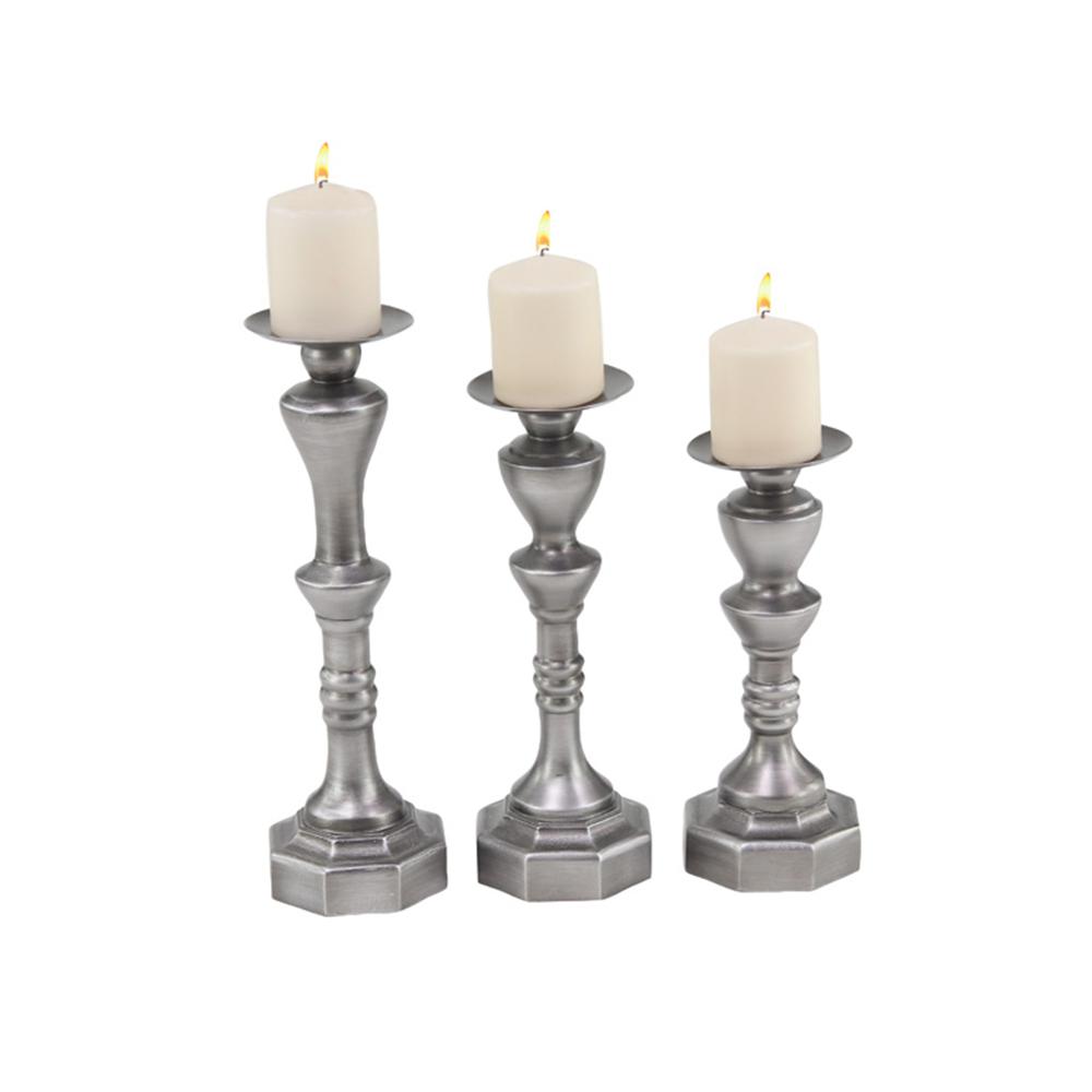 Kate and Laurel Comstock Set of 3 Graduated Pillar Candle Holder Pedestals Light Brown