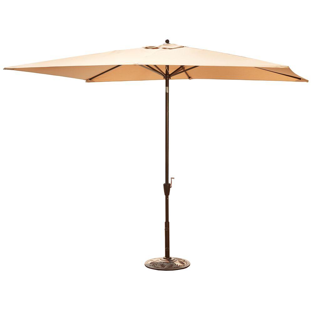 Island Umbrella Adriatic 6 5 Ft X 10 Ft Rectangular Aluminum Market Auto Tilt Patio Umbrella In Beige Sunbrella Acrylic Nu5433b The Home Depot