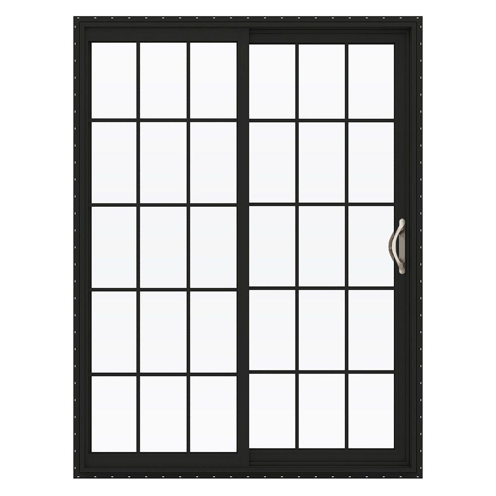 JELDWEN 60 in. x 80 in. V2500 Bronze Painted Vinyl RightHand 15 Lite