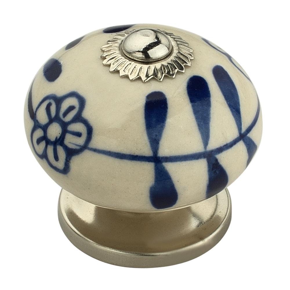 Mascot Hardware Flowered Elegant 1 3 5 In 41 Mm Blue And Cream