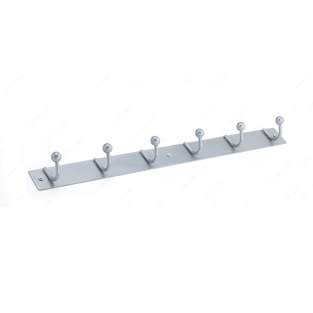 Richelieu Hardware 191/2 in. Hook Rack Silver Metal 6 Single Hook Bar