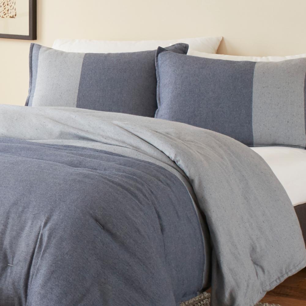 Ed Ellen Degeneres Rejeaneration 3 Piece Blue Solid Twill Cotton Blend King Comforter Set Ushsa51144664 The Home Depot