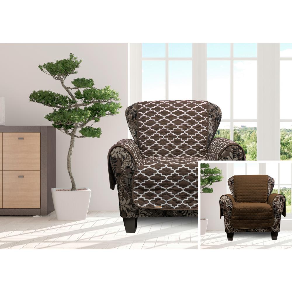 Coby Chocolate Reversible Water Resistent Microfiber Chair Cover