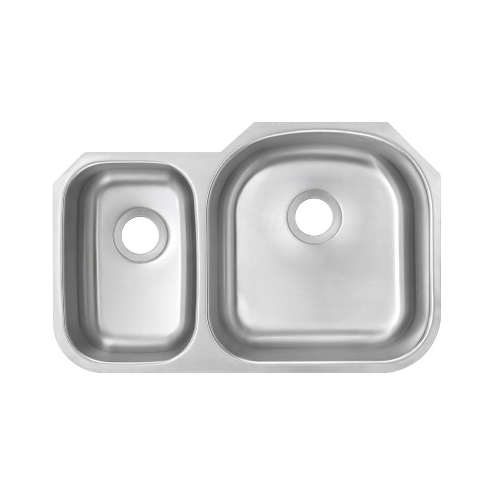 Glacier Bay Undermount 16Gauge Stainless Steel 32.31 in. 0Hole 30/70