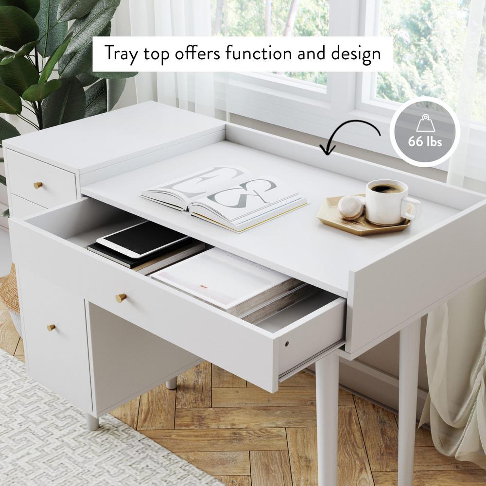 Nathan James Daisy White And Gold, White Desk Vanity With Drawers
