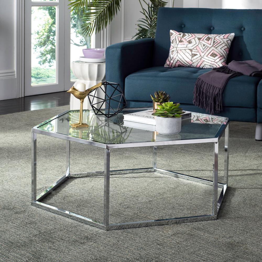 Safavieh Eliana Glass/Chrome Coffee Table-MMT6003A - The Home Depot