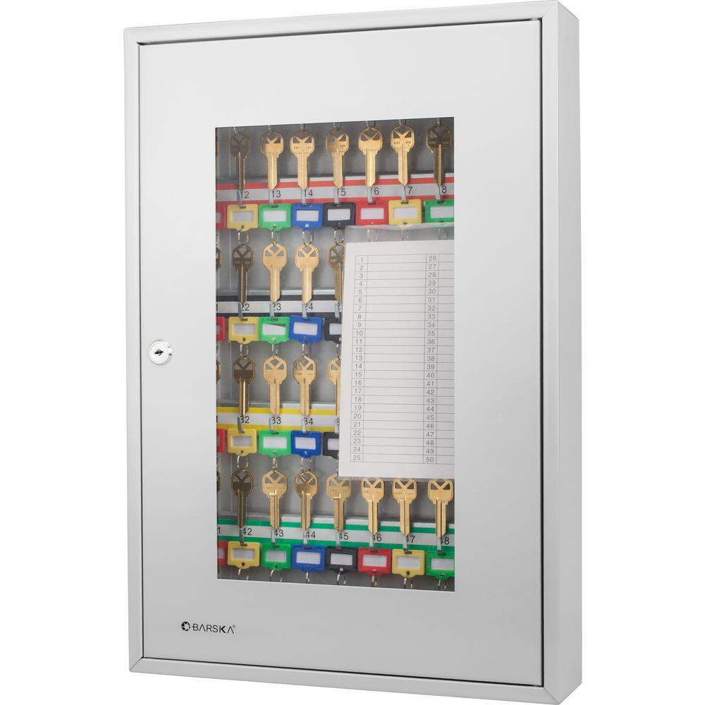 Barska 50 Position Steel Key Cabinet With Glass Door Grey Cb12950