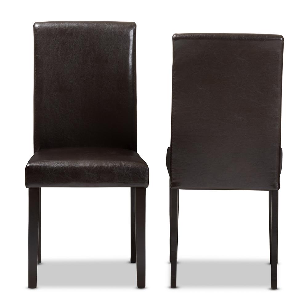 Baxton Studio Mia Dark Brown Faux Leather Dining Chair Set Of 2 Baxton Studio Mia Dark Brown Faux Leather Dining Chair Set Of 2