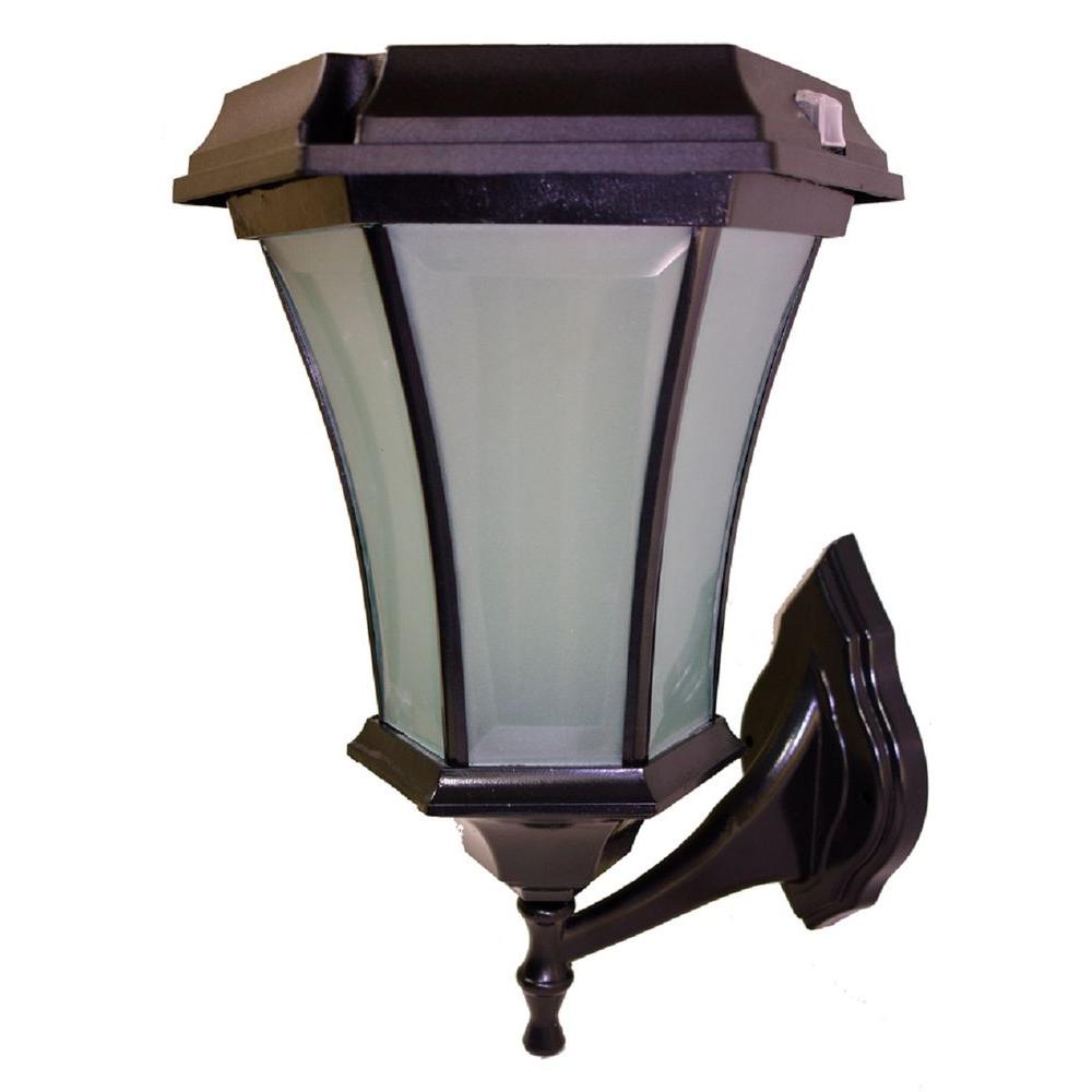 Solar Black Led Outdoor Warm White Coach Light With Concave Glass Panels And Wall Mount Solar Black Led Outdoor Warm White Coach Light With Concave Glass Panels And Wall Mount