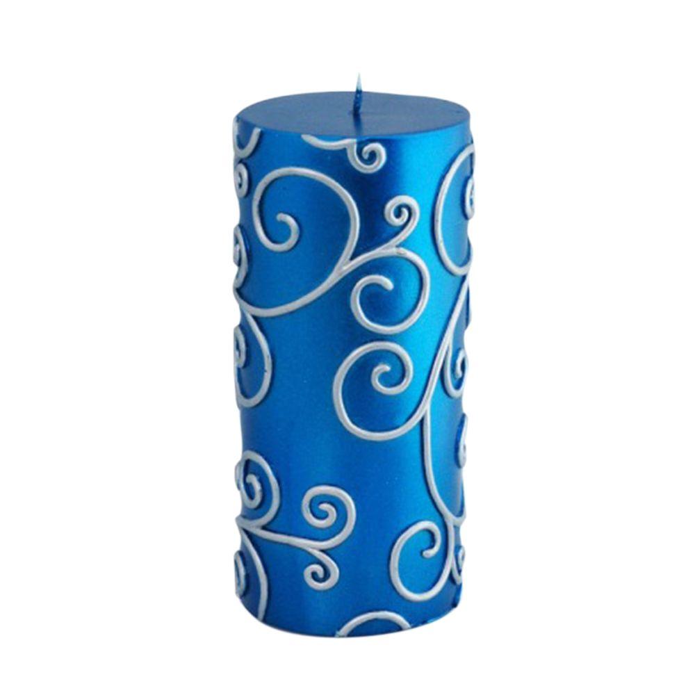 Zest Candle 3 In X 6 Blue Scroll Pillar Bulk 12 Case Zest Candle 3 In X 6 Blue Scroll Pillar Bulk 12