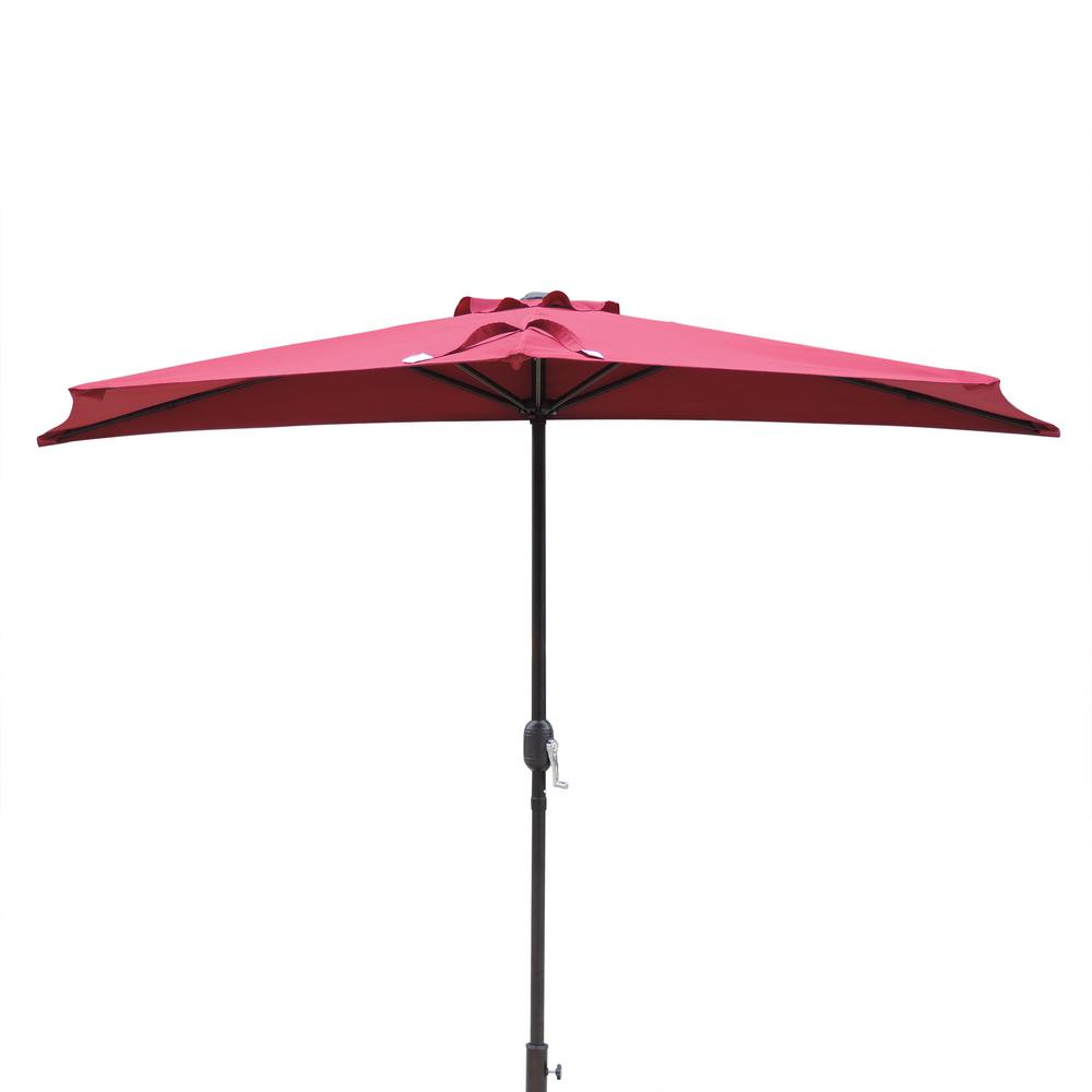 Island Umbrella Lanai 9 Ft Half Market Patio Umbrella In Burgundy Polyester Nu5409br The Home Depot