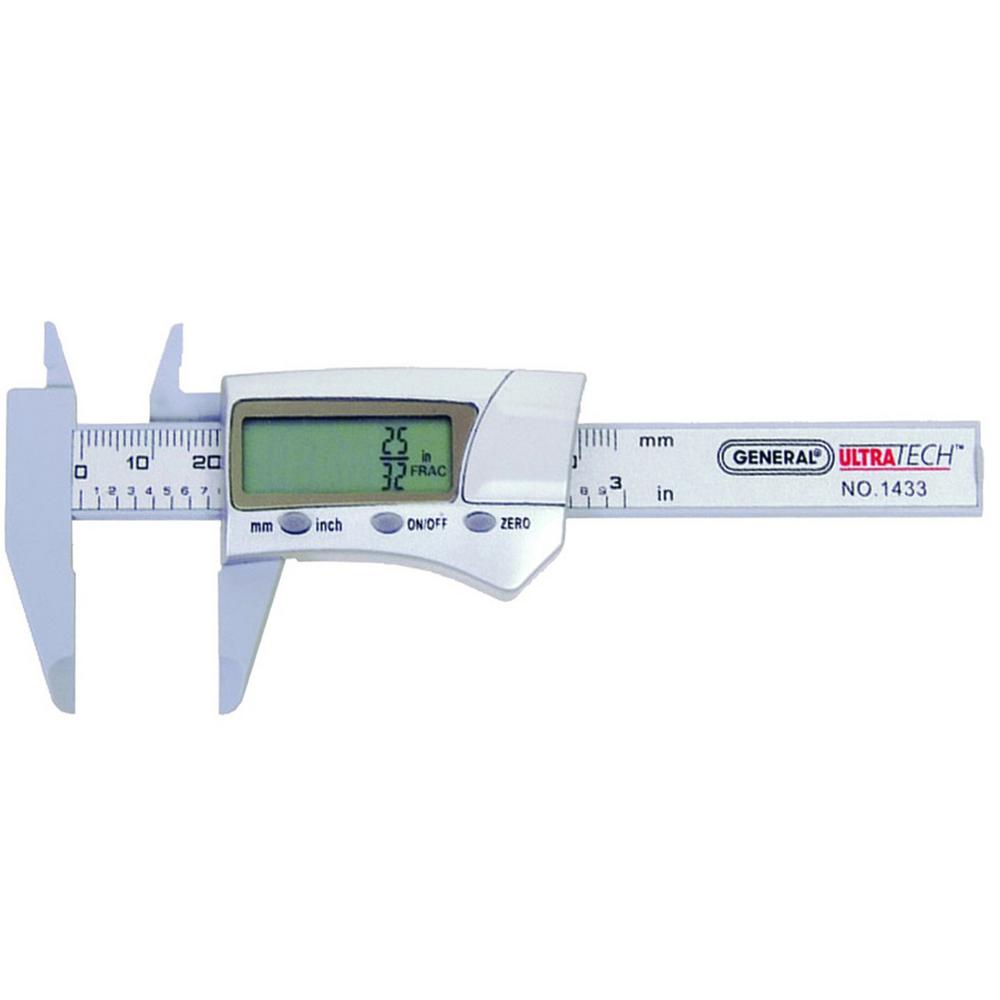 General Tools 1433 Fraction Plus Digital Fractional Caliper, Carbon Fiber, 3-Inch