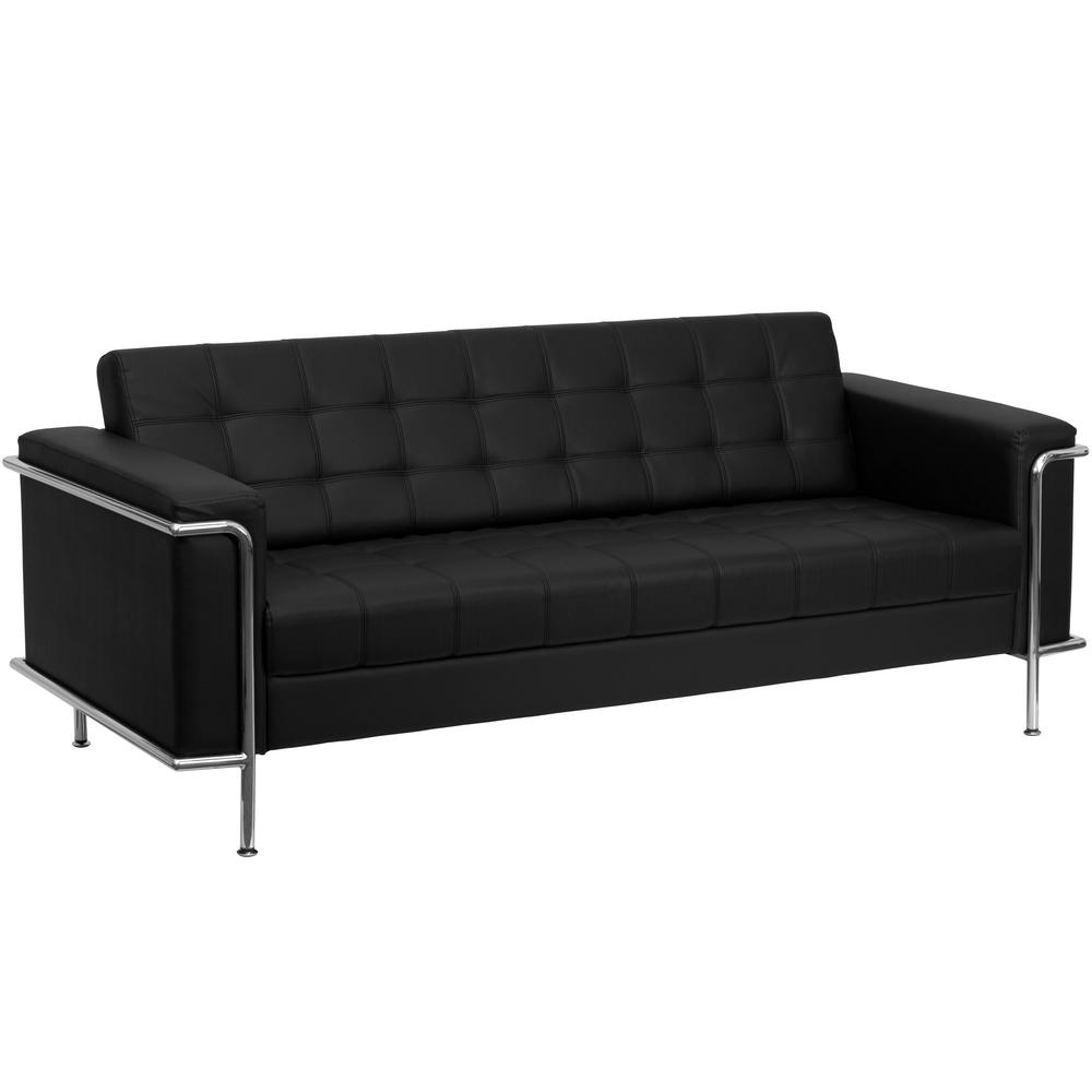 Hercules Lesley Series Contemporary Black Leather Sofa With Encasing Frame