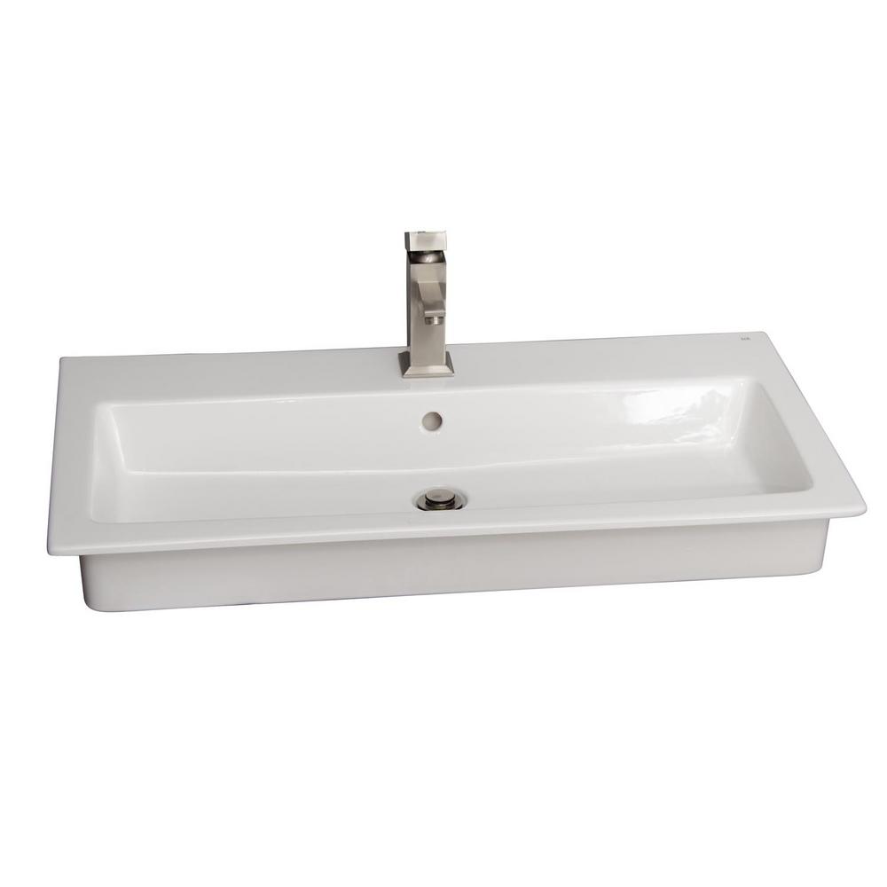 White Barclay Products Drop In Bathroom Sinks Harmony 47 In Drop Bathroom Sink White