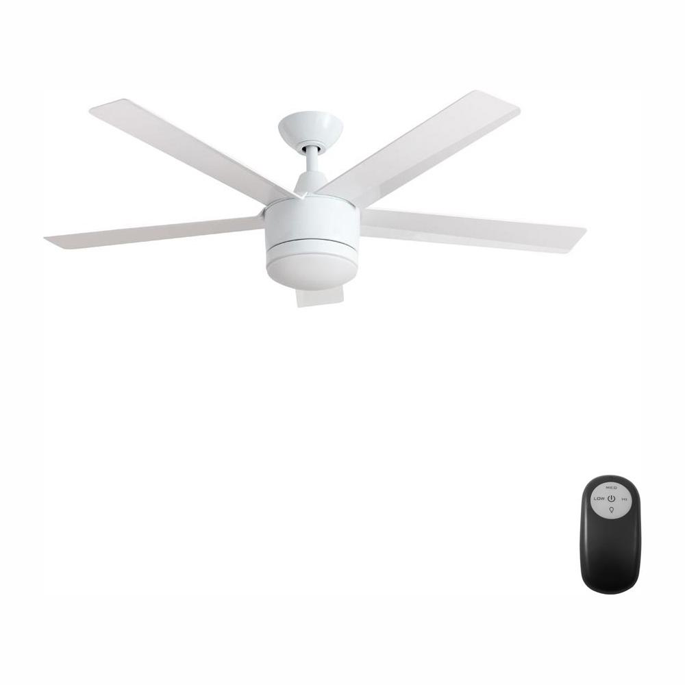 Merwry 52 In Integrated Led Indoor White Ceiling Fan With Light Kit And Remote Control