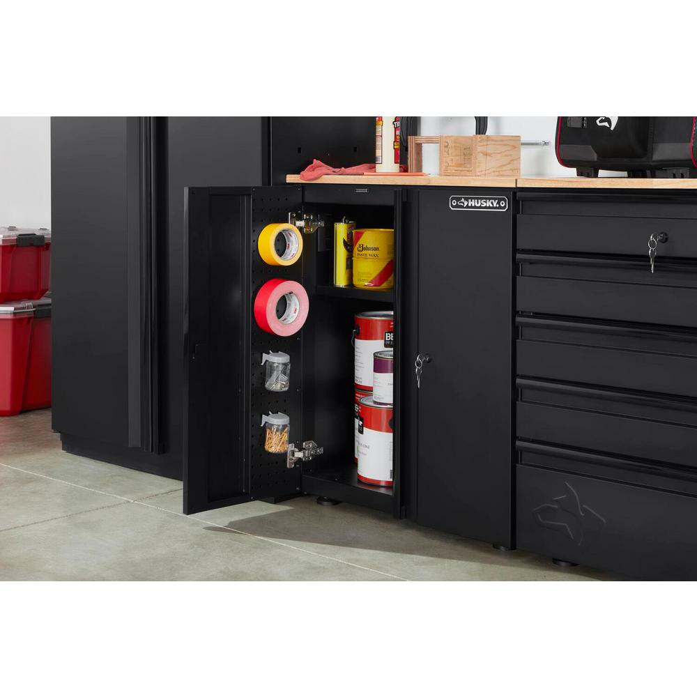 Husky Heavy Duty Welded 28 In W X 33 H 21 5 D 20 Gauge Free Standing 2 Door Steel Garage Base Cabinet Htc1000001 The Home Depot - Free Standing Kitchen Cabinets Home Depot