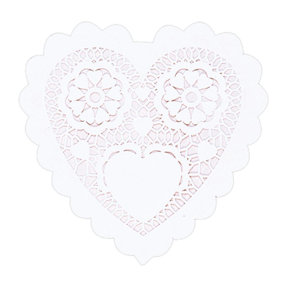 Amscan 6 in. Valentine's Day White Paper Heart Shaped Doilies (20-Count ...