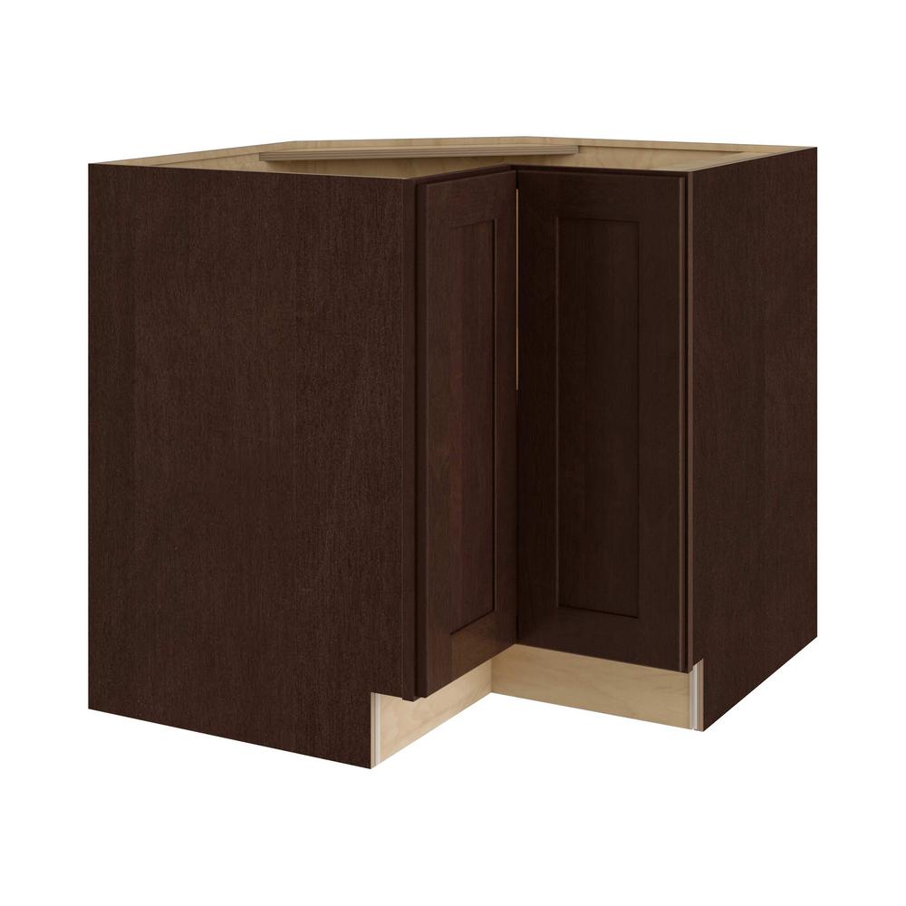 Home Decorators Collection Franklin Assembled 36x34 5x24 In Plywood Shaker Ez Reach Base Corner Kitchen Cabinet Right In Stained Manganite Ezr36r Fmg The Home Depot