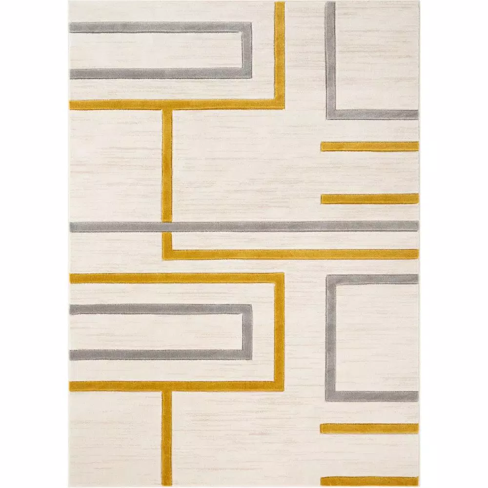 Photo 1 of  needs to be vacuumed & cleaned
Good Vibes Fiona Gold Modern Geometric Lines 7 ft. 10 in. x 9 ft. 10 in. Area Rug