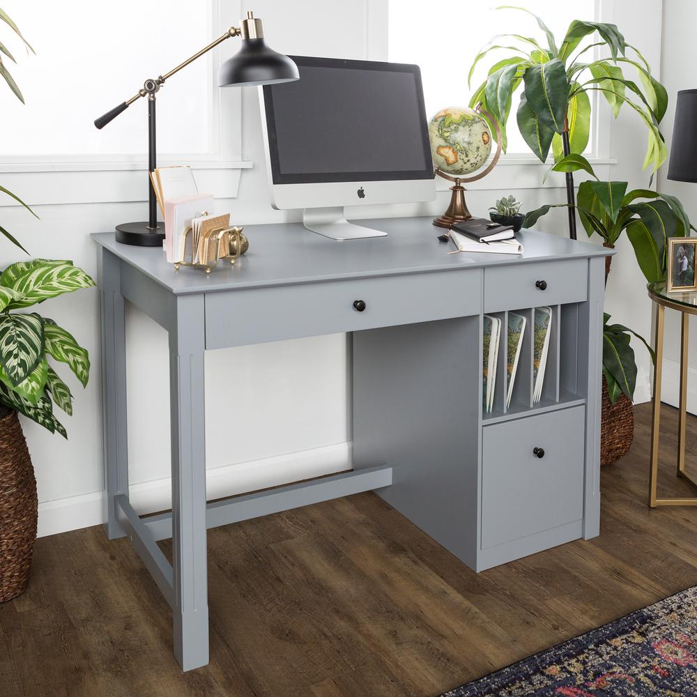 Walker Edison Furniture Company Home Office Deluxe Grey Wood