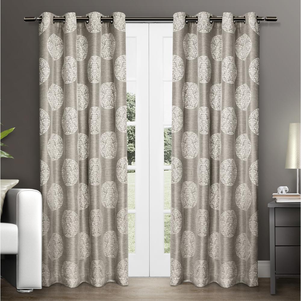 Akola 54 in. W x 108 in. L Jacquard Grommet Top Curtain Panel in