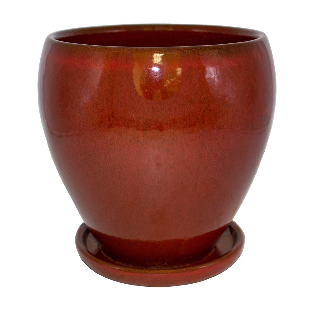 Trendspot 8.75 in. Dia JS Red Diminico Ceramic Planter-CR10480-08A ...