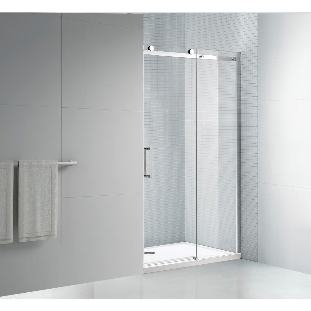 Tidy 60 In X 78 Frameless Sliding Shower Door Chrome With Tidy 60 In X 78 Frameless Sliding Shower Door Chrome With 32 Acrylic Base White Tidypkg 8 6032ch The Home Depot