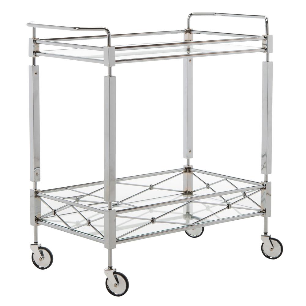 Safavieh Ingrid 2-Tier Chrome Bar Cart BCT8000A - The Home Depot