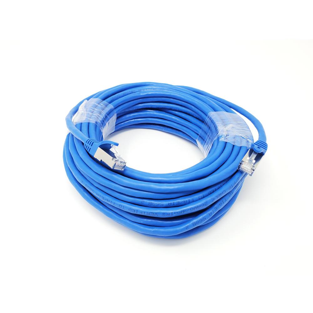 1ft-25ft Cat6A Network Ethernet Modem 26AWG Double Shielded Cable Molded Blue