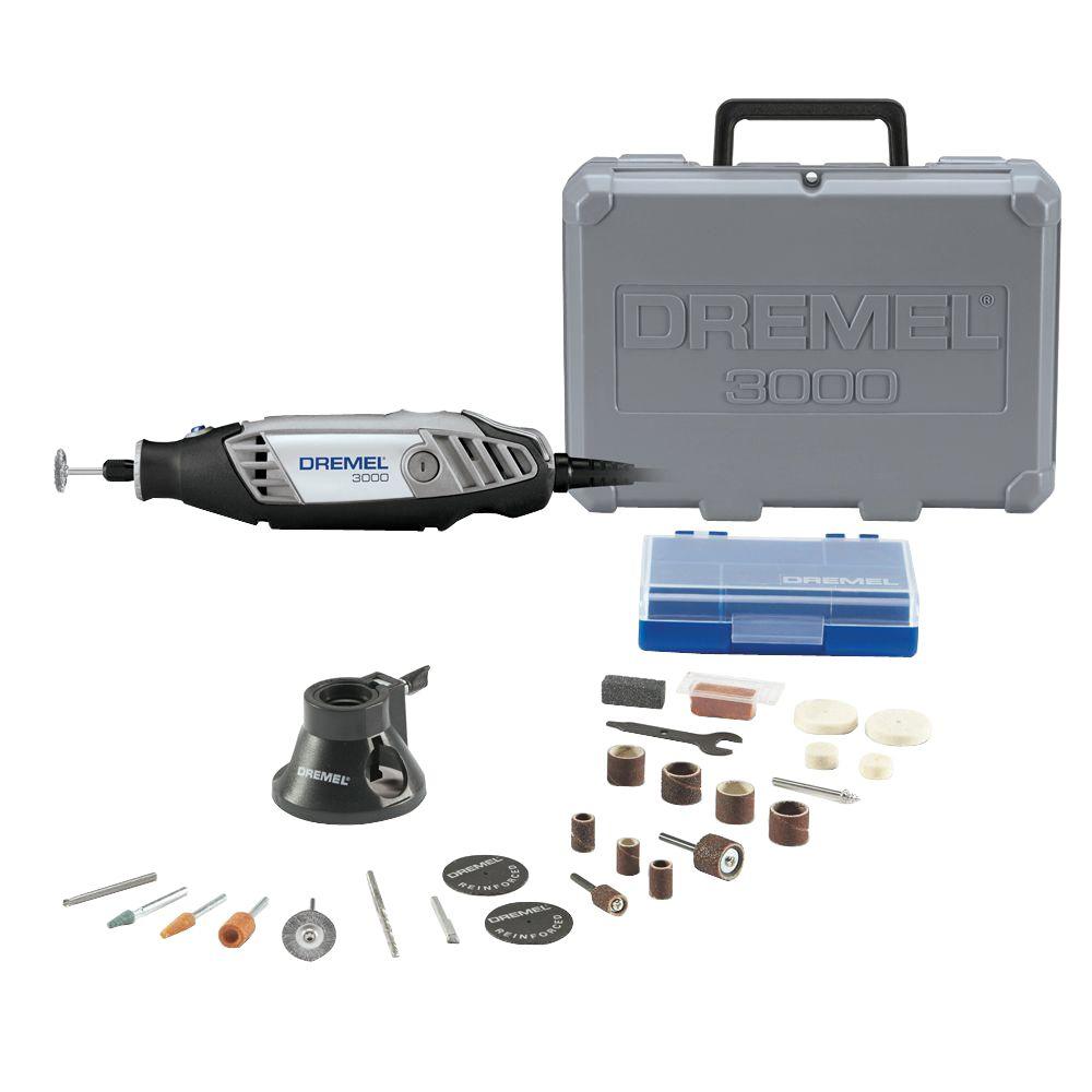 Dremel 3000 Series 1 2 Amp Variable Speed Corded Rotary Tool Kit With 25 Accessories And Carrying Case 3000 1 25h The Home Depot