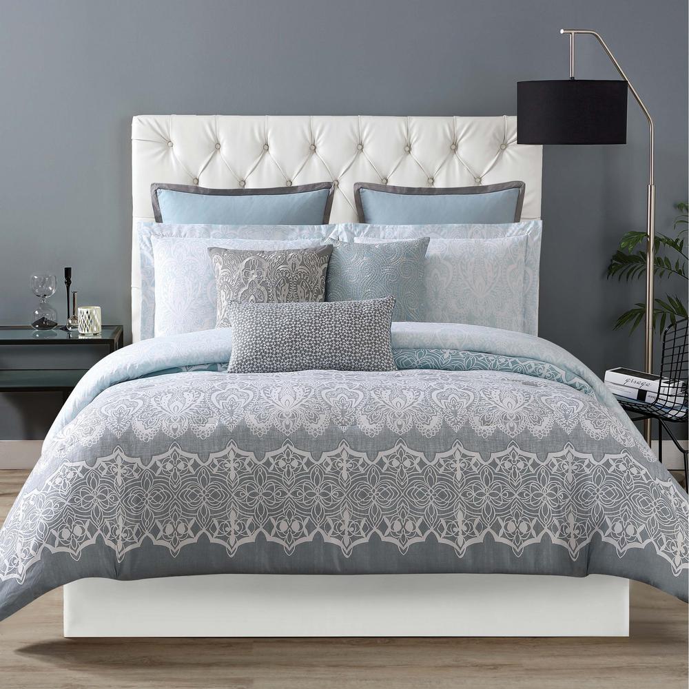 Siriano Ombre Lace Blue King Comforter With 2 Shams Siriano Ombre Lace Blue King Comforter With 2 Shams