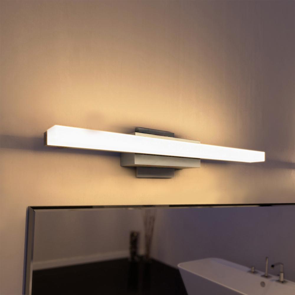 Modern Vanity Lighting The Home Depot Silver Nickel Low Profile Modern Led Bathroom And Vanity Light