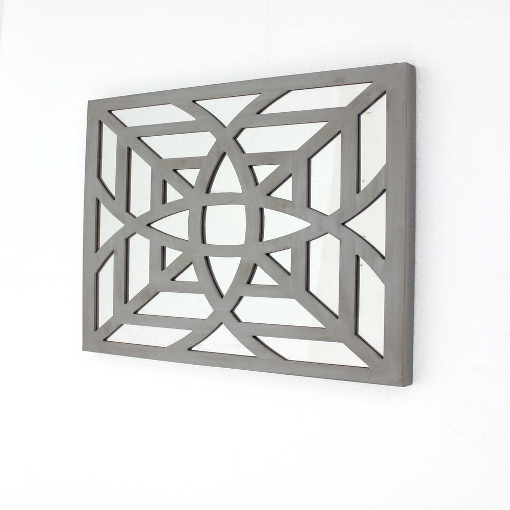 Mariana Gray Contemporary Mirrored Square Wooden Wall Decor 274558 Mirrored Square Wooden Wall Decor
