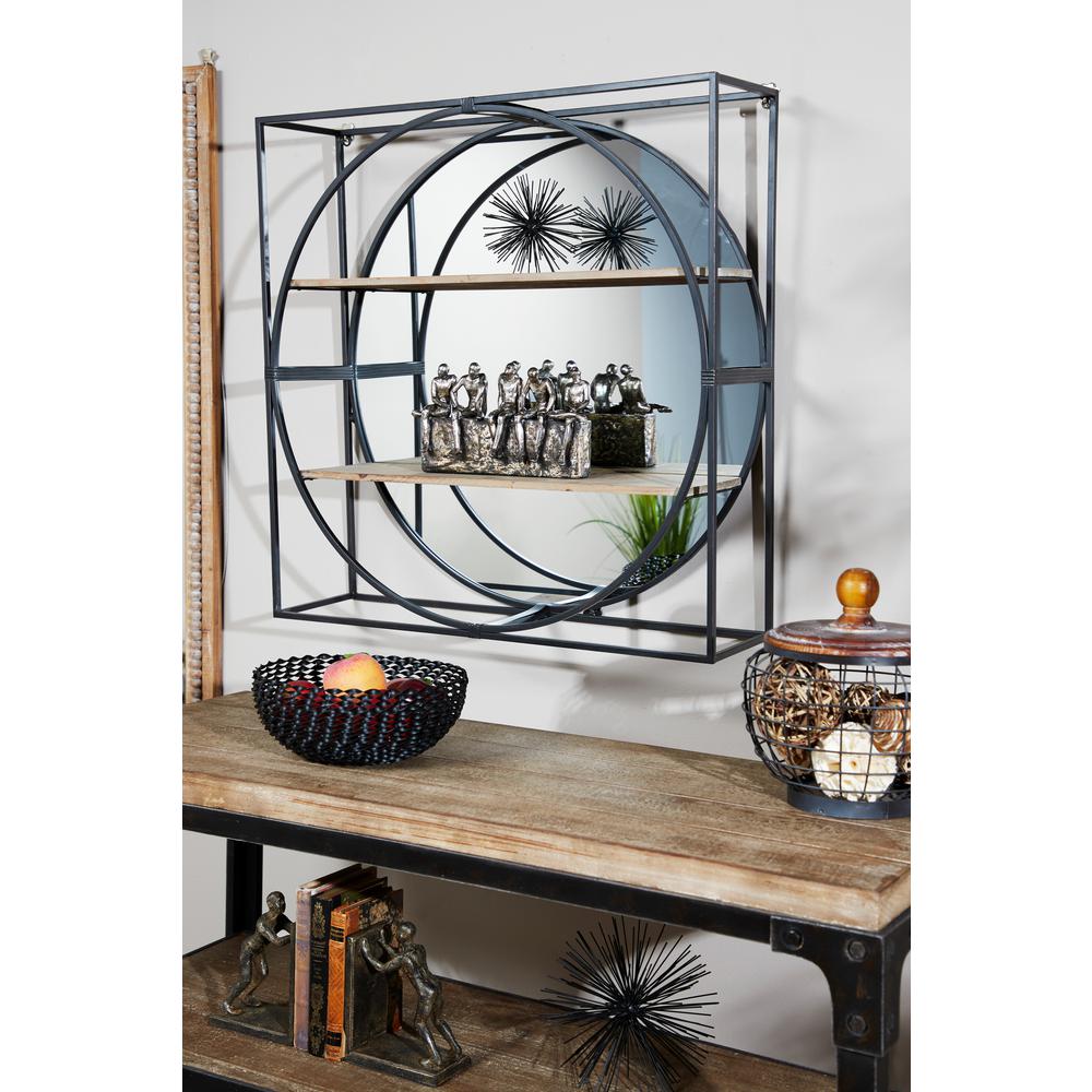 Litton Lane Large Round Metal Wall Mirror With Litton Lane Large Round Metal Wall Mirror With