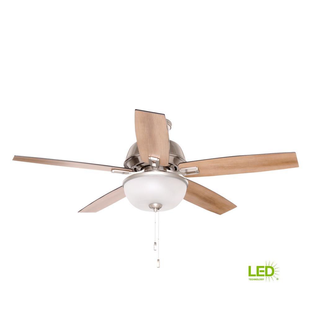 Ge Savanna 52 In Led Indoor Brushed Nickel Ceiling Fan With Skyplug Led Indoor Brushed Nickel Ceiling Fan With Light