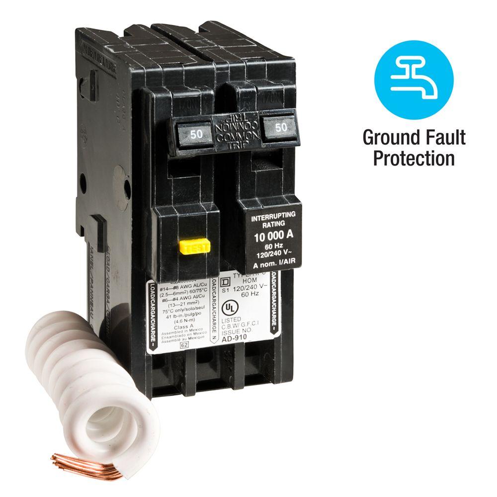 Renewed Square D Qo250Gfi 2P-120//240V-50A Cb