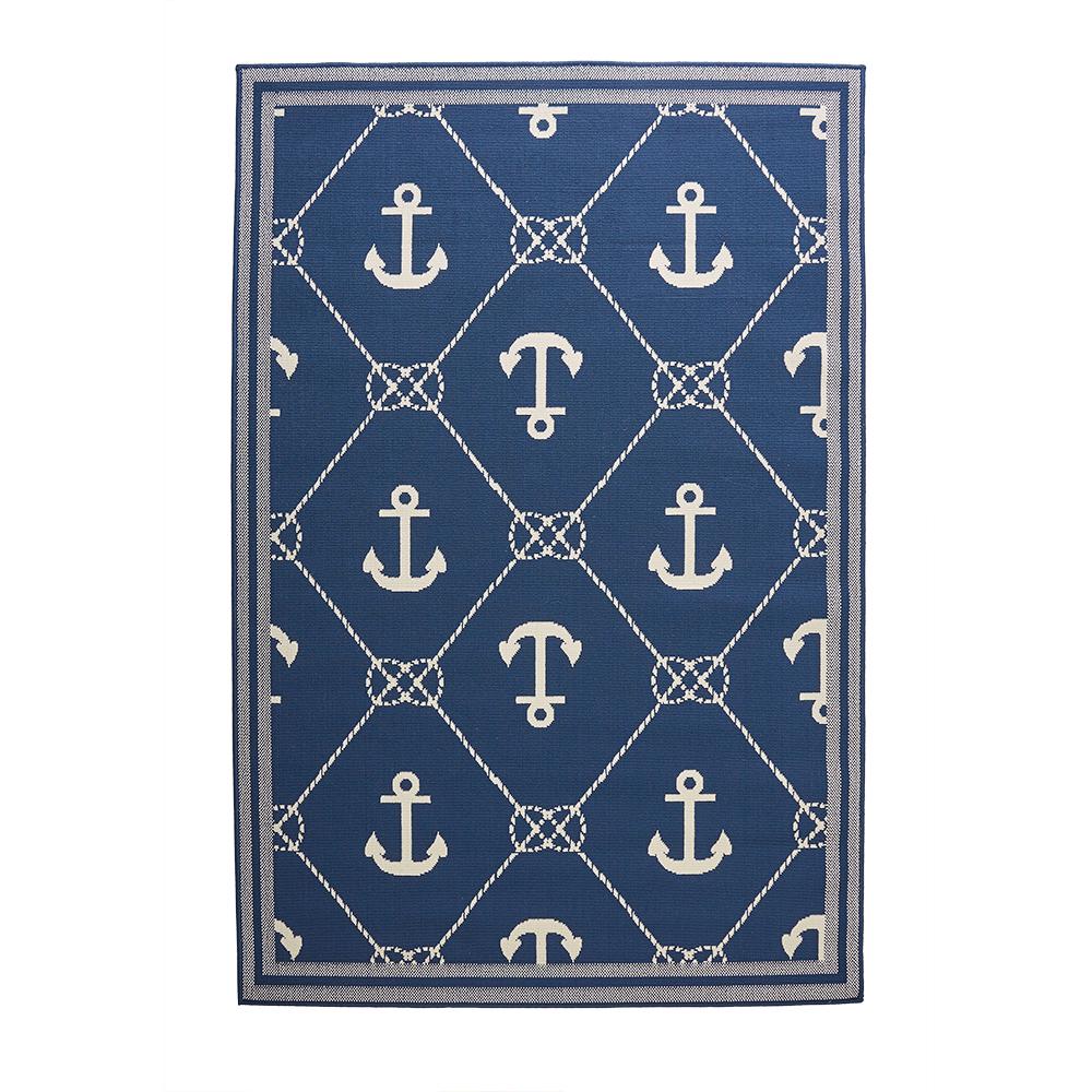 Blue 8 X 11 Outdoor Rugs The Home Depot Anchor Blue Cream 8 Ft X 11 Indoor Outdoor Area Rug